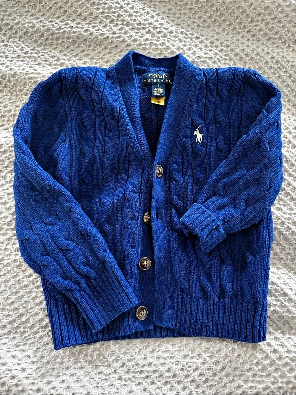 Polo Ralph Lauren Cable-Knit Cotton Cardigan Blue 2T